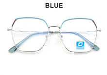 Carica l&#39;immagine nel visualizzatore di Gallery, Occhiali semplici per computer Blue Ray Block progettati con montatura poligonale a bordo completo antiriflesso rosso blu rosa viso largo adatto alla moda