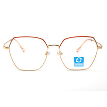 Carica l&#39;immagine nel visualizzatore di Gallery, Occhiali semplici per computer Blue Ray Block progettati con montatura poligonale a bordo completo antiriflesso rosso blu rosa viso largo adatto alla moda