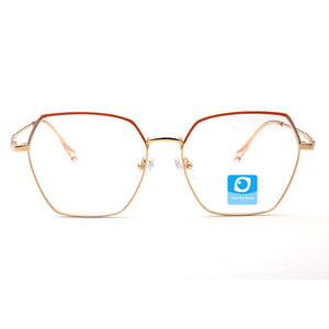 Occhiali semplici per computer Blue Ray Block progettati con montatura poligonale a bordo completo antiriflesso rosso blu rosa viso largo adatto alla moda