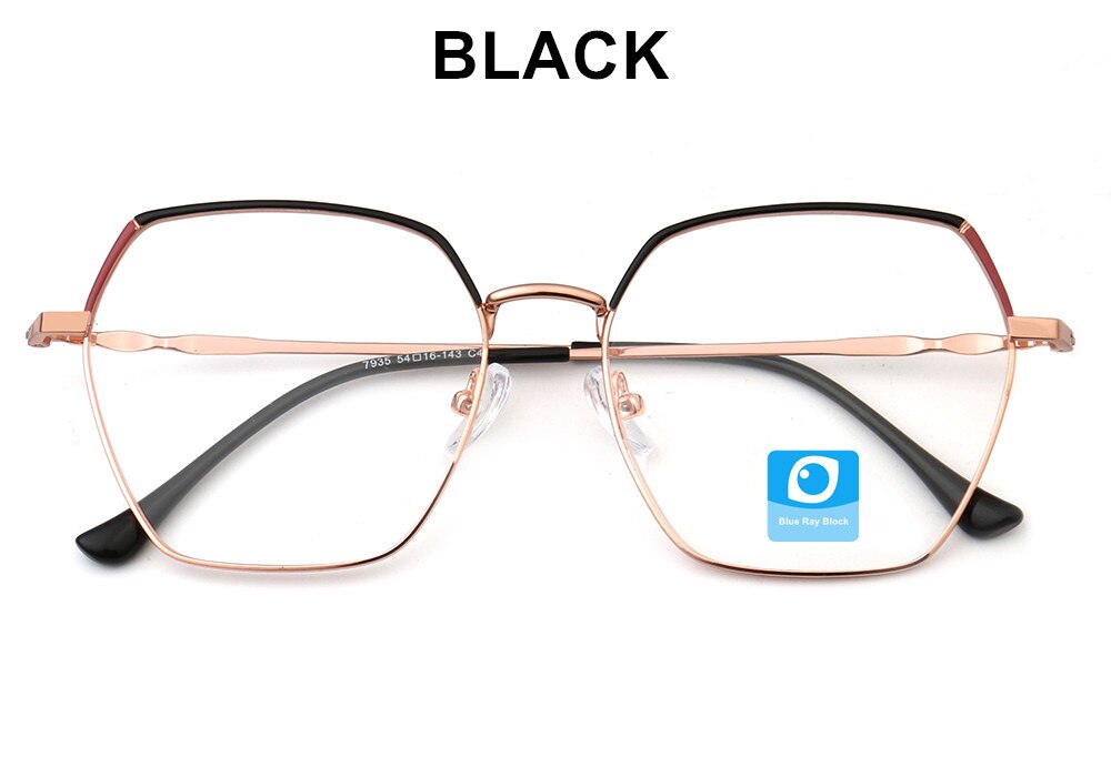 Occhiali semplici per computer Blue Ray Block progettati con montatura poligonale a bordo completo antiriflesso rosso blu rosa viso largo adatto alla moda