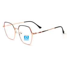 Carica l&#39;immagine nel visualizzatore di Gallery, Occhiali semplici per computer Blue Ray Block progettati con montatura poligonale a bordo completo antiriflesso rosso blu rosa viso largo adatto alla moda