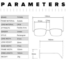 Load image into Gallery viewer, Conway Slim Rectangular Optical Glasses Frame Clear Lens for Men Quality Acetate Spectacles Eyeglasses with Case Europe Style