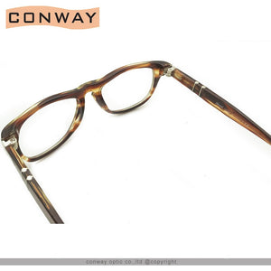 Conway Vintage Acetate Glasses Frame Round Unbreakable Arms Clear Lens Eyeglasses No Prescription with Case Cloth