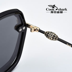 Cook Shark 2025 big frame sunglasses ladies Korean version of tide sunglasses polarized driving UV protection glasses