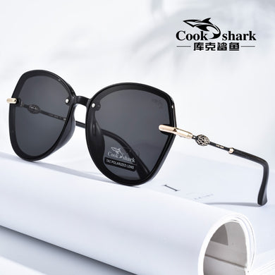 Cook Shark 2025 big frame sunglasses ladies Korean version of tide sunglasses polarized driving UV protection glasses
