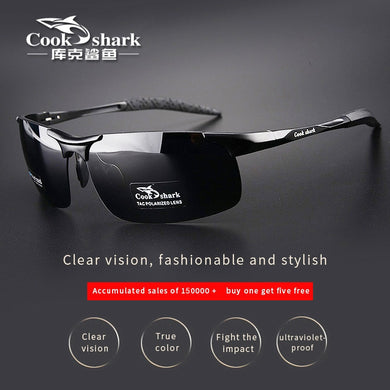 Occhiali da sole da uomo in alluminio e magnesio di Cook Shark, occhiali da sole da uomo polarizzati HD, occhiali da guida colorati, marea 