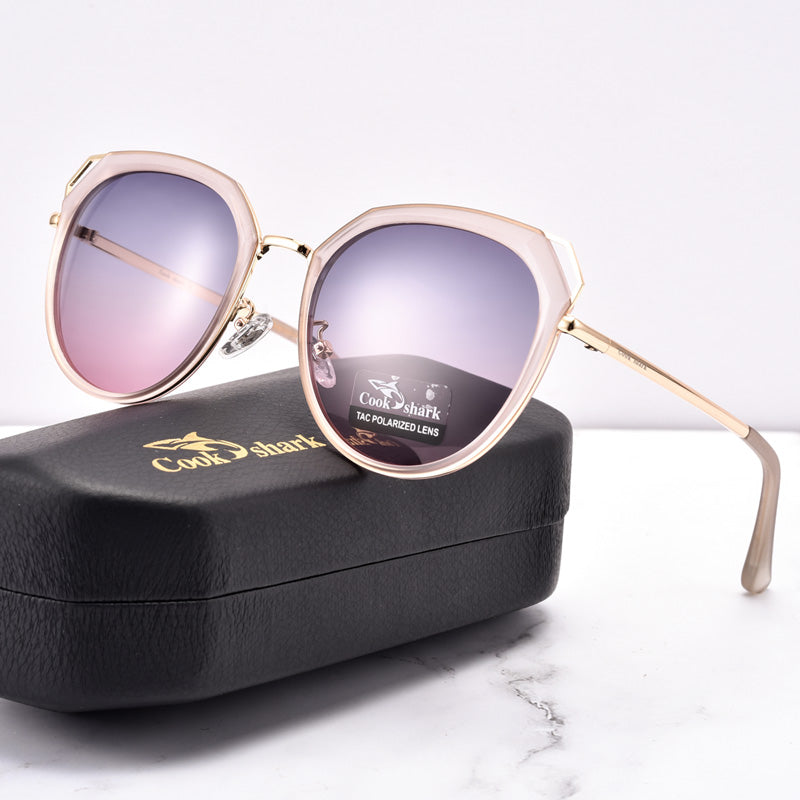 Cook Shark sunglasses ladies polarized sunglasses women 2025 Korean version of tide UV protection big round face glasses