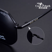 Load image into Gallery viewer, Cook shark sunglasses men&#39;s sunglasses polarized driving driver mirror hipster UV square glasses