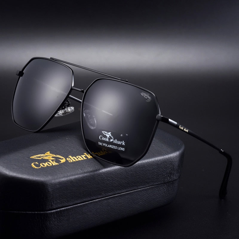 Cook shark sunglasses men's sunglasses polarized driving driver mirror hipster UV square glasses