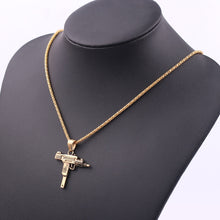 Load image into Gallery viewer, Cool Gothic Hip Hop UZI Kolye GUN Shape Pendant Necklace Gold Black Silver Color Army Style Male Chain Men Necklaces  Jewelry