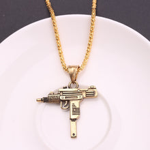 Load image into Gallery viewer, Cool Gothic Hip Hop UZI Kolye GUN Shape Pendant Necklace Gold Black Silver Color Army Style Male Chain Men Necklaces  Jewelry