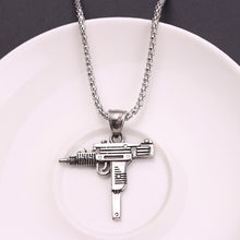 Load image into Gallery viewer, Cool Gothic Hip Hop UZI Kolye GUN Shape Pendant Necklace Gold Black Silver Color Army Style Male Chain Men Necklaces  Jewelry
