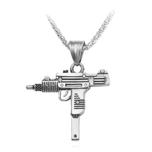 Load image into Gallery viewer, Cool Gothic Hip Hop UZI Kolye GUN Shape Pendant Necklace Gold Black Silver Color Army Style Male Chain Men Necklaces  Jewelry