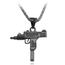 Load image into Gallery viewer, Cool Gothic Hip Hop UZI Kolye GUN Shape Pendant Necklace Gold Black Silver Color Army Style Male Chain Men Necklaces  Jewelry