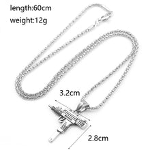Load image into Gallery viewer, Cool Gothic Hip Hop UZI Kolye GUN Shape Pendant Necklace Gold Black Silver Color Army Style Male Chain Men Necklaces  Jewelry