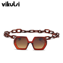 Carica l&#39;immagine nel visualizzatore di Gallery, Cool Hexagon Large Oversized Sunglasses Women Retro Brand Designer Big Chain Sun Glasses Female Men ins Popular Shade Eyewear