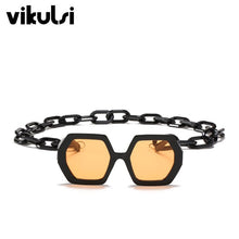 Carica l&#39;immagine nel visualizzatore di Gallery, Cool Hexagon Large Oversized Sunglasses Women Retro Brand Designer Big Chain Sun Glasses Female Men ins Popular Shade Eyewear
