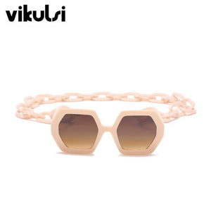 Cool Hexagon Large Oversized Sunglasses Women Retro Brand Designer Big Chain Sun Glasses Female Men ins Popular Shade Eyewear