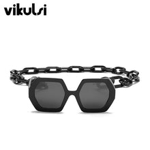 Carica l&#39;immagine nel visualizzatore di Gallery, Cool Hexagon Large Oversized Sunglasses Women Retro Brand Designer Big Chain Sun Glasses Female Men ins Popular Shade Eyewear