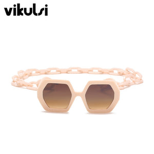 Cool Hexagon Large Oversized Sunglasses Women Retro Brand Designer Big Chain Sun Glasses Female Men ins Popular Shade Eyewear