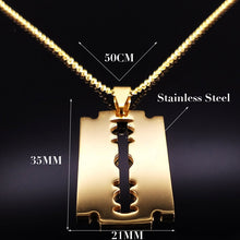 Load image into Gallery viewer, Co Stainless Steel Razor Blades Pendant Necklaces Men Jewelry Steel Male Shaver Shape Necklaces &amp; Pendants Free Chain N3210