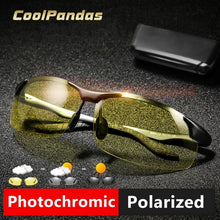 Carica l'immagine nel visualizzatore di Gallery, CoolPandas Pochromic alluminio magnesio occhiali da sole polarizzati uomo giorno notte sicurezza guida occhiali da sole lente antiriflesso maschile 