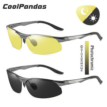 Carica l'immagine nel visualizzatore di Gallery, CoolPandas Pochromic alluminio magnesio occhiali da sole polarizzati uomo giorno notte sicurezza guida occhiali da sole lente antiriflesso maschile 