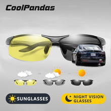 Carica l'immagine nel visualizzatore di Gallery, CoolPandas Pochromic alluminio magnesio occhiali da sole polarizzati uomo giorno notte sicurezza guida occhiali da sole lente antiriflesso maschile 