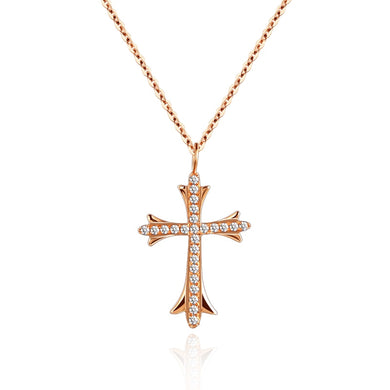 Counter genuine custom cross 18k gold and white gold rose gold gold diamond necklace platinum couple necklace