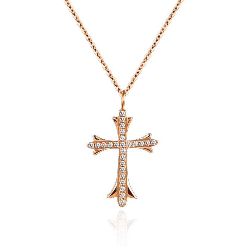 Counter genuine custom cross 18k gold and white gold rose gold gold diamond necklace platinum couple necklace
