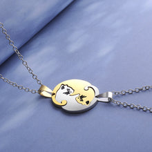 Load image into Gallery viewer, Couple heart necklace Cute Cartoon cat Pendant NecklaceSimple personality color black animal Necklace Jewelry Gift for girl boys