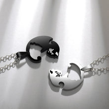 Load image into Gallery viewer, Couple heart necklace Cute Cartoon cat Pendant NecklaceSimple personality color black animal Necklace Jewelry Gift for girl boys