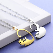 Load image into Gallery viewer, Couple heart necklace Cute Cartoon cat Pendant NecklaceSimple personality color black animal Necklace Jewelry Gift for girl boys