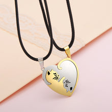 Load image into Gallery viewer, Couple heart necklace Cute Cartoon cat Pendant NecklaceSimple personality color black animal Necklace Jewelry Gift for girl boys