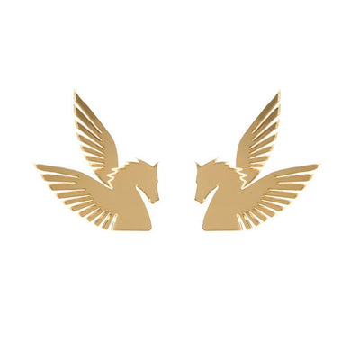 Crazy Exaggeration Golden Mirror Pegasus Acrylic Earrings Women's Creativity Funny Prom Party Personality Accessories Jewelry