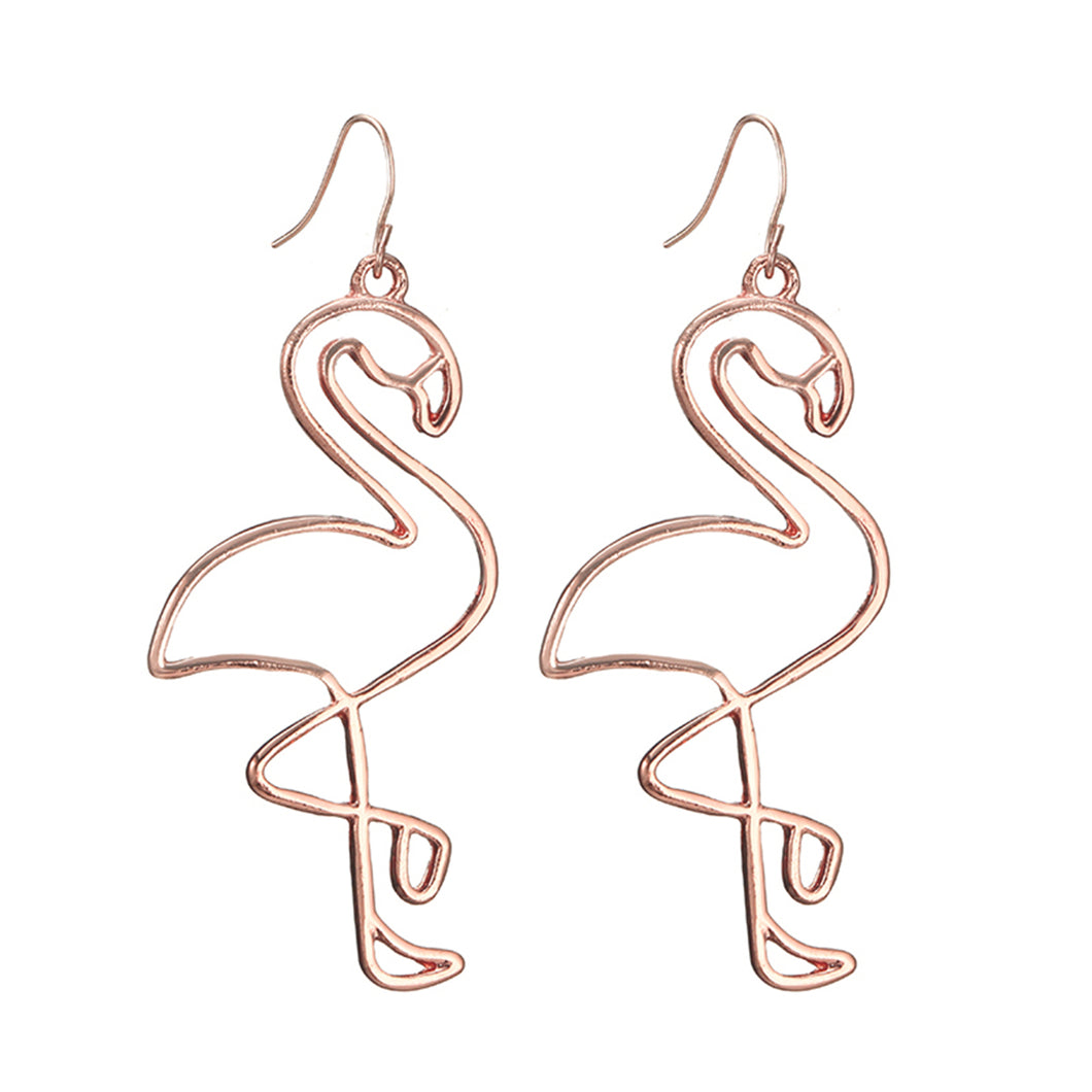 Creative Hollow Flamingo Pendant Earring For Women Chic Temperament Animal Dangle Earring Fashion Jewelry Femme Bijoux