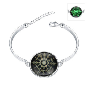 Creative Luminous 925 Sterling Silver Round Bracelet for Unisex Fashion Style Halloween Jewelry Classic Green Trendy Geometric
