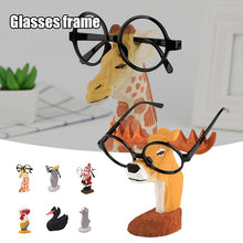 Carica l'immagine nel visualizzatore di Gallery, Creative Wood Hand Carved Eyeglass Holder Spectacle Stand Eyeglass Rack Display Stand Animal Figurine for Office Desk Home Decor