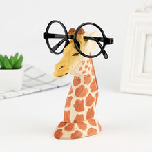Carica l'immagine nel visualizzatore di Gallery, Creative Wood Hand Carved Eyeglass Holder Spectacle Stand Eyeglass Rack Display Stand Animal Figurine for Office Desk Home Decor