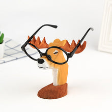 Carica l'immagine nel visualizzatore di Gallery, Creative Wood Hand Carved Eyeglass Holder Spectacle Stand Eyeglass Rack Display Stand Animal Figurine for Office Desk Home Decor