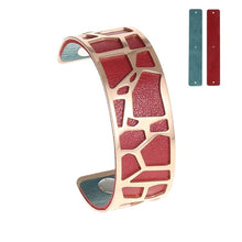 Carica l'immagine nel visualizzatore di Gallery, Bracelets &amp; Bangles For Women Rose Gold Pulseiras Stainless Steel Manchette Femme Leather Reversible Giraffe