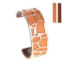 Carica l'immagine nel visualizzatore di Gallery, Bracelets &amp; Bangles For Women Rose Gold Pulseiras Stainless Steel Manchette Femme Leather Reversible Giraffe