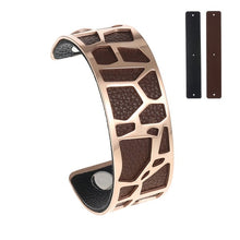 Carica l'immagine nel visualizzatore di Gallery, Bracelets &amp; Bangles For Women Rose Gold Pulseiras Stainless Steel Manchette Femme Leather Reversible Giraffe