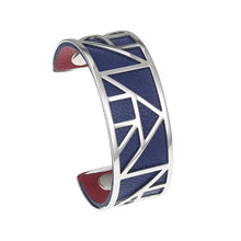 Carica l'immagine nel visualizzatore di Gallery, Egypt Bracelets &amp; Bangles Pyramid 25mm Wide Interchangeable Reversible Leather Arm Cuff Stainless Steel Jewelry