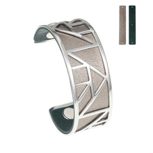 Carica l'immagine nel visualizzatore di Gallery, Egypt Bracelets &amp; Bangles Pyramid 25mm Wide Interchangeable Reversible Leather Arm Cuff Stainless Steel Jewelry