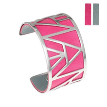 Carica l'immagine nel visualizzatore di Gallery, Egypt Bracelets &amp; Bangles Pyramid 25mm Wide Interchangeable Reversible Leather Arm Cuff Stainless Steel Jewelry