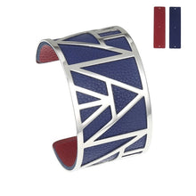 Carica l'immagine nel visualizzatore di Gallery, Egypt Bracelets &amp; Bangles Pyramid 25mm Wide Interchangeable Reversible Leather Arm Cuff Stainless Steel Jewelry