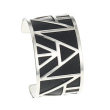 Carica l'immagine nel visualizzatore di Gallery, Egypt Bracelets &amp; Bangles Pyramid 25mm Wide Interchangeable Reversible Leather Arm Cuff Stainless Steel Jewelry