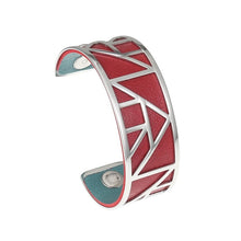 Carica l'immagine nel visualizzatore di Gallery, Egypt Bracelets &amp; Bangles Pyramid 25mm Wide Interchangeable Reversible Leather Arm Cuff Stainless Steel Jewelry