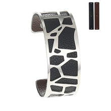 Carica l'immagine nel visualizzatore di Gallery, Giraffe Bangles Bracelets Femme manchette Cuffs Stainless Steel Bracelet Reversible Interchangeable Leather Band Pulseiras